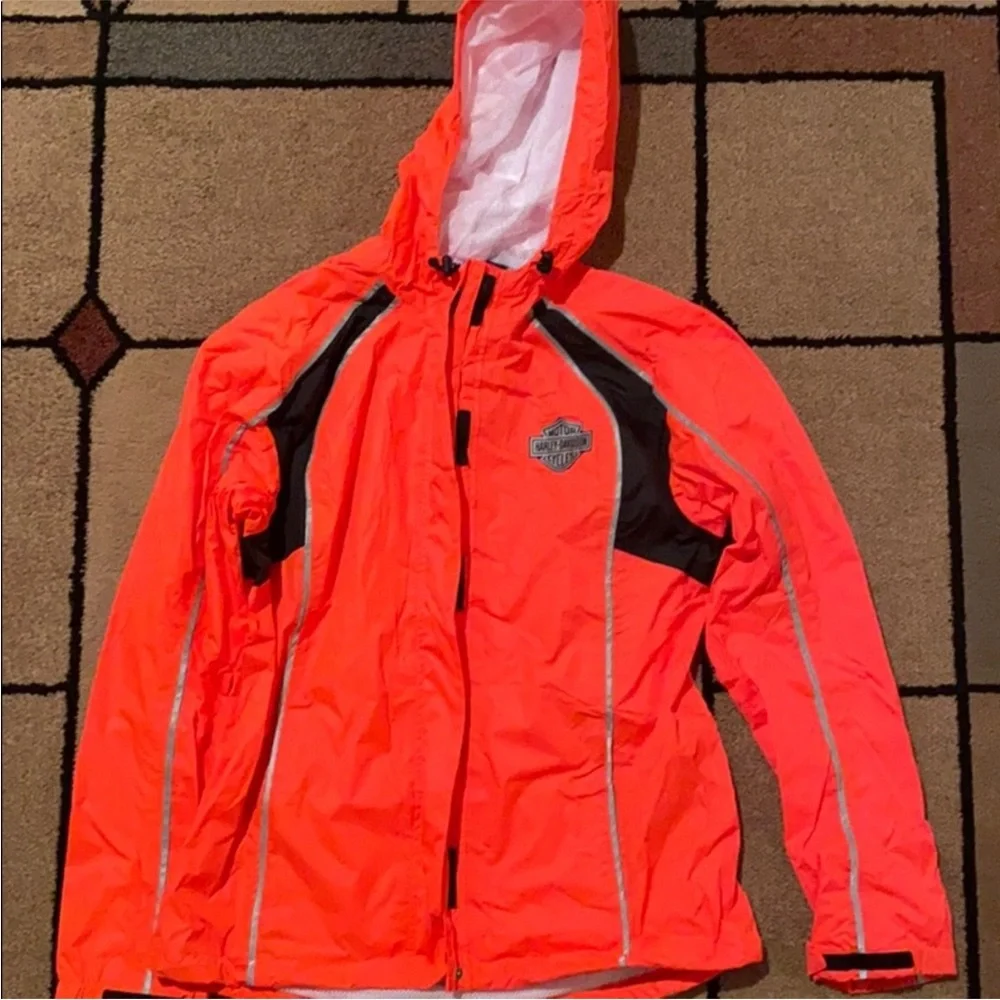 Harley-Davidson Hi-Vis Orange & Black Apparel Set Full Rain Gear Reflective Med